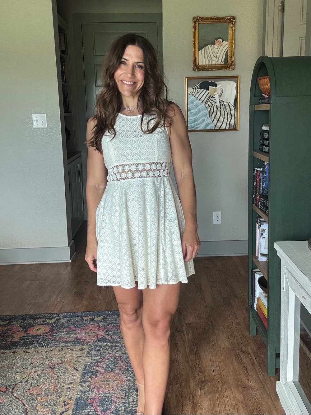 Free People Cream Lace Fit & Flare Mini Dress